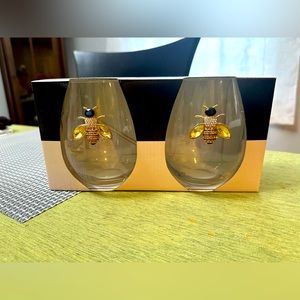 Set of 2 Stemless Glasses - Bumble Bee